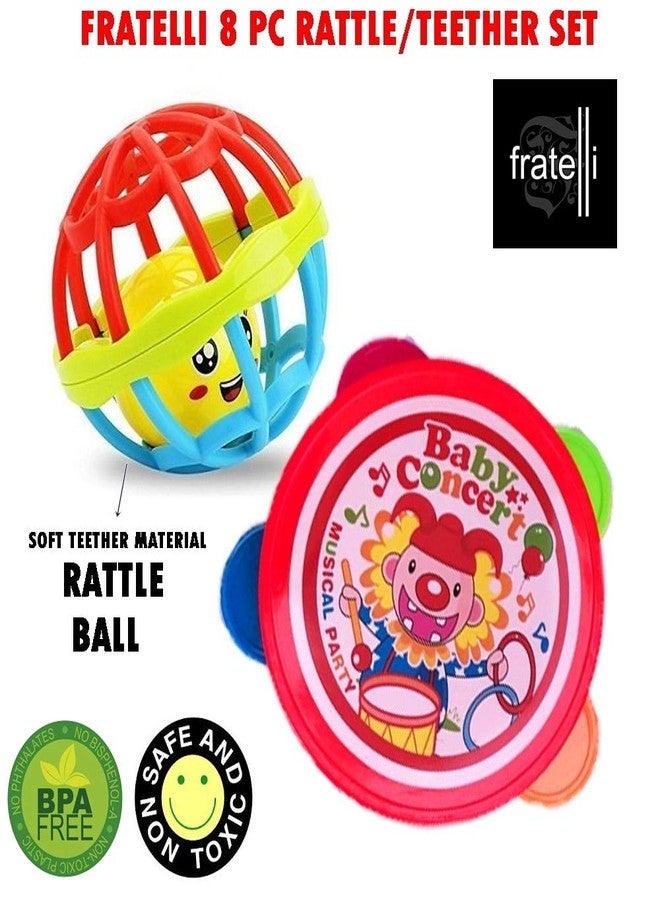 FRATELLI Newborn Acrylonitrile Butadiene Styrene Baby Teether & Rattles Pack [ 7Pcs] New,Multicolor - Image 4
